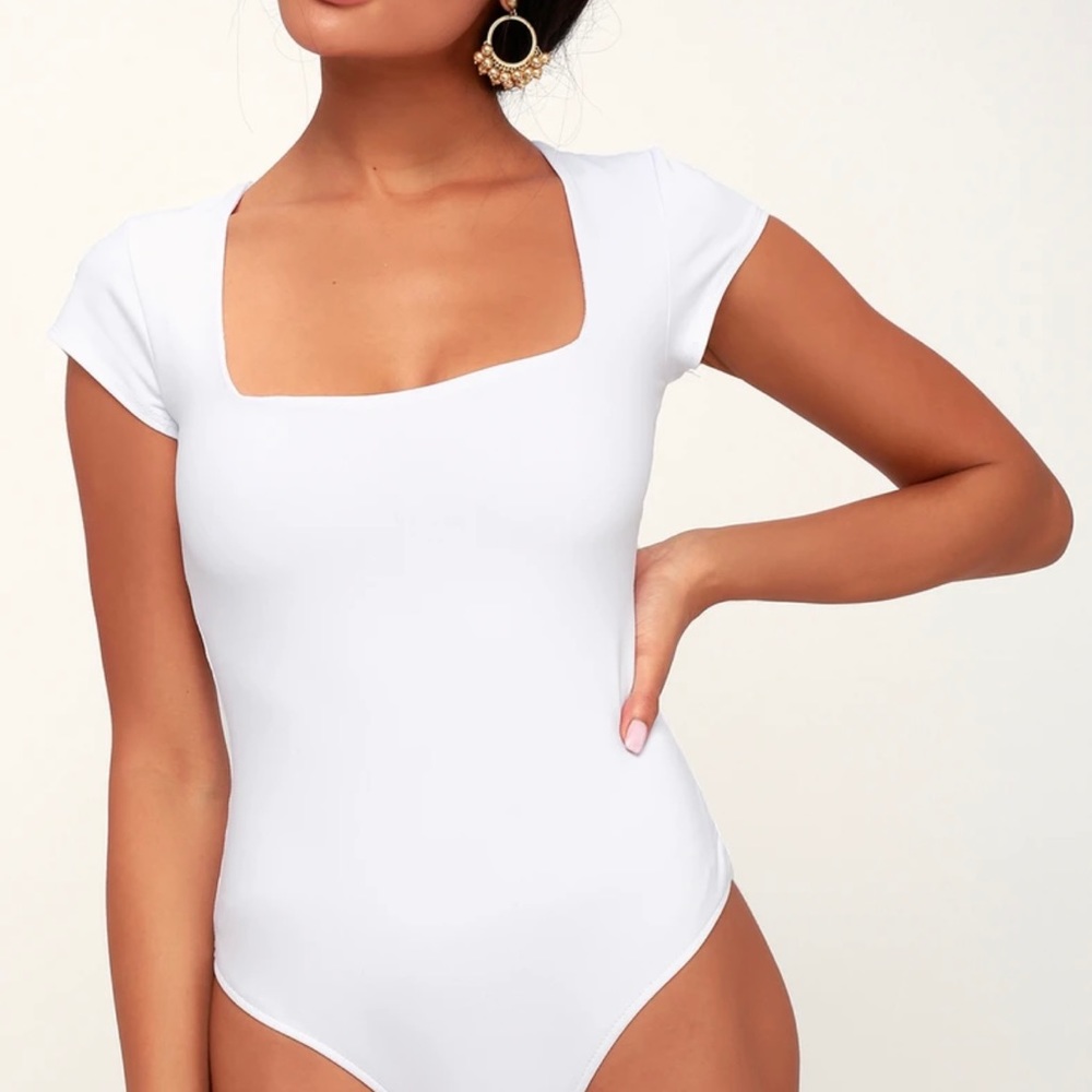 Free People Fair and Square Neck Duo White Bodysuit